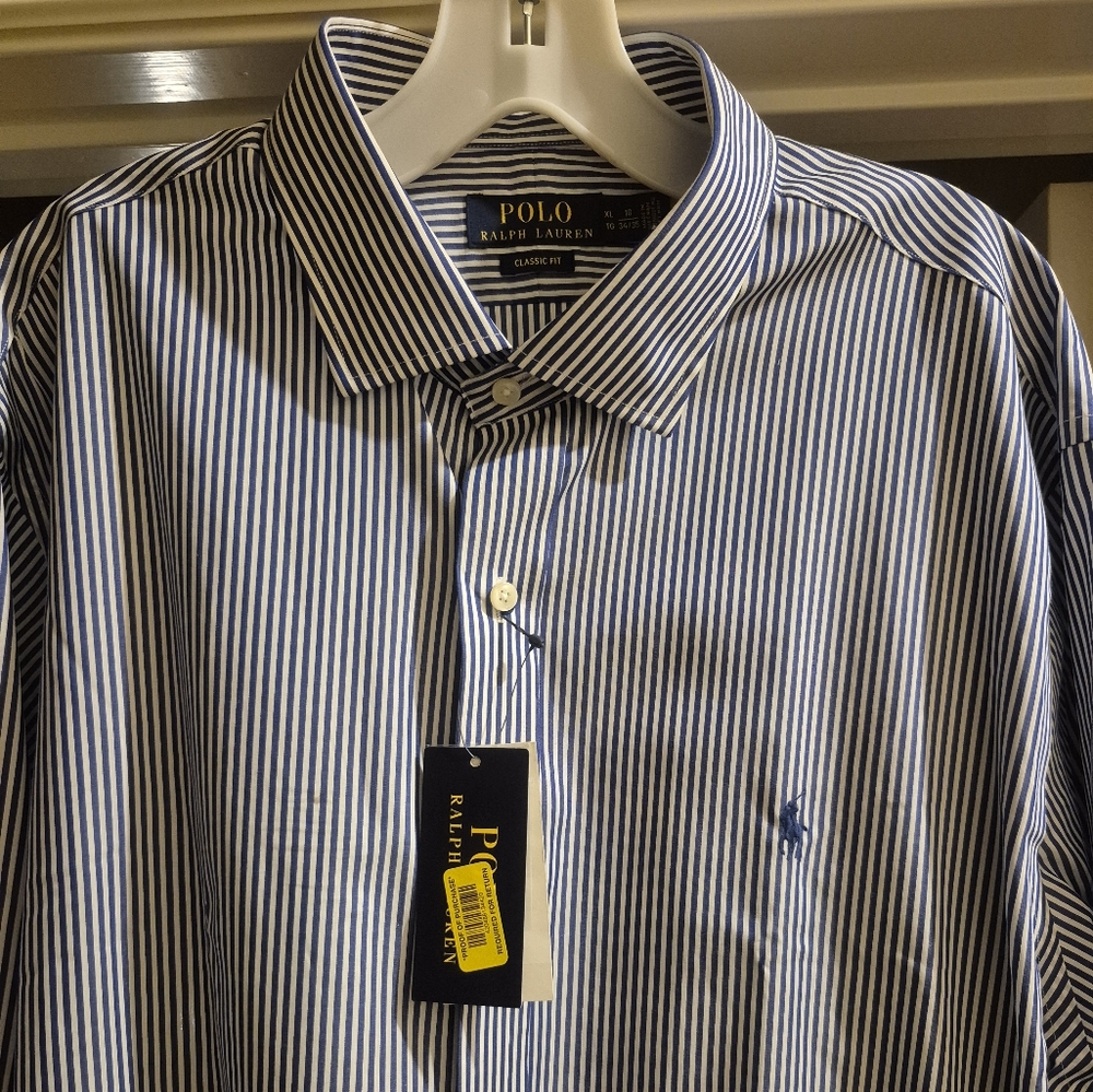 Polo by Ralph Lauren Men's Blue Striped Shirt😁